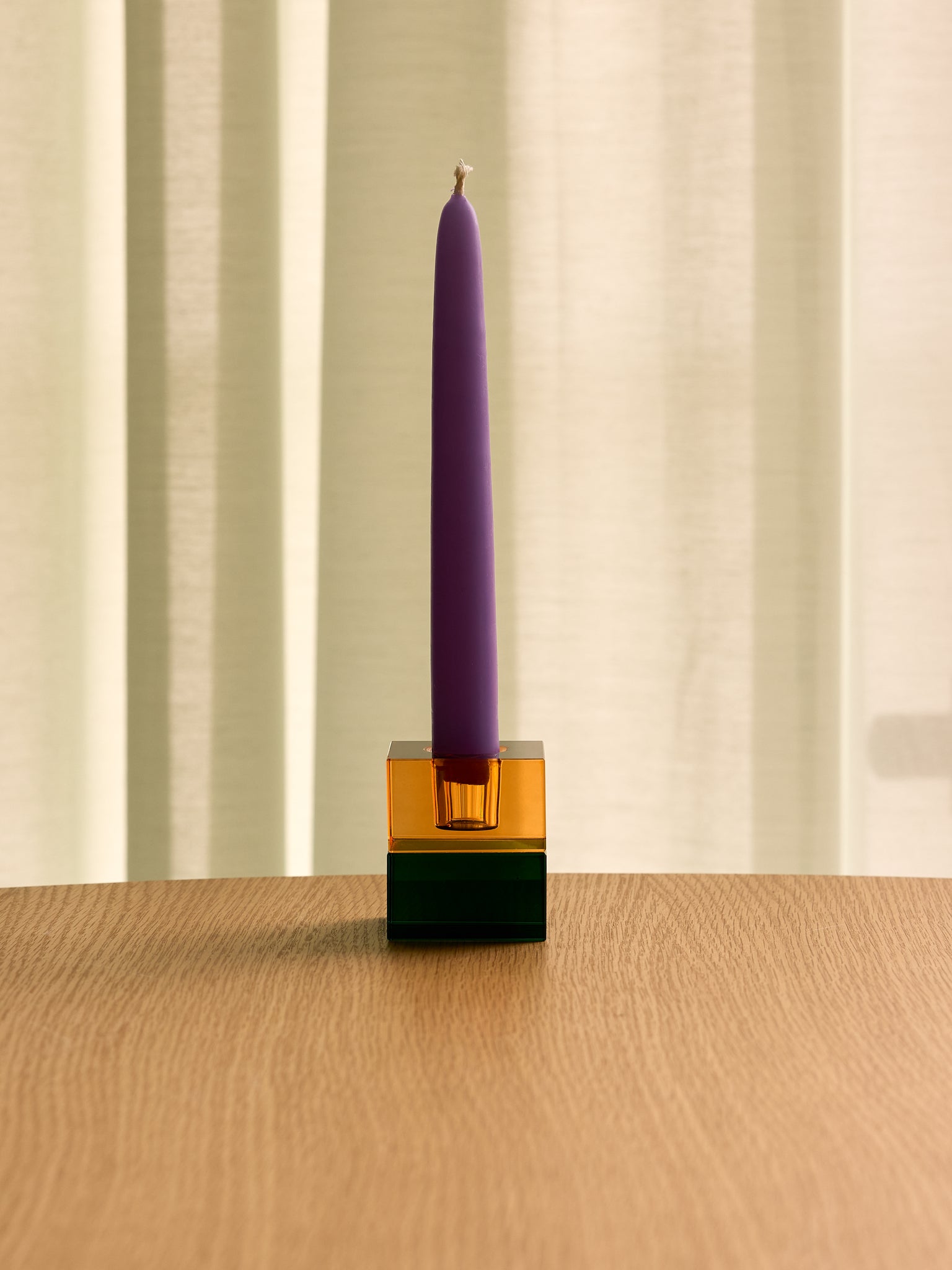 Block Candleholders Green/Blue & Orange/Green (set of 2)