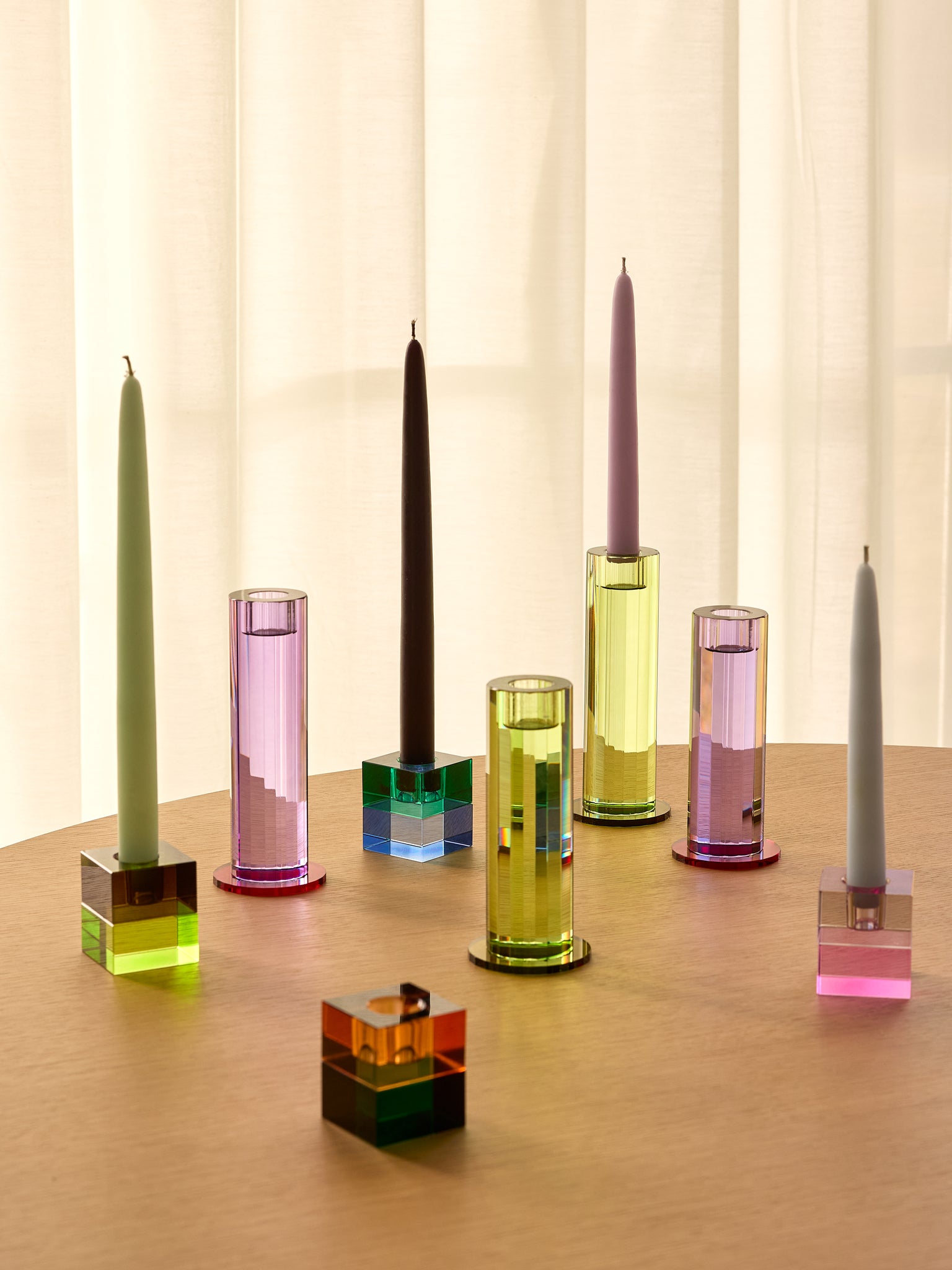 Cut Candleholders Purple (set of 2)