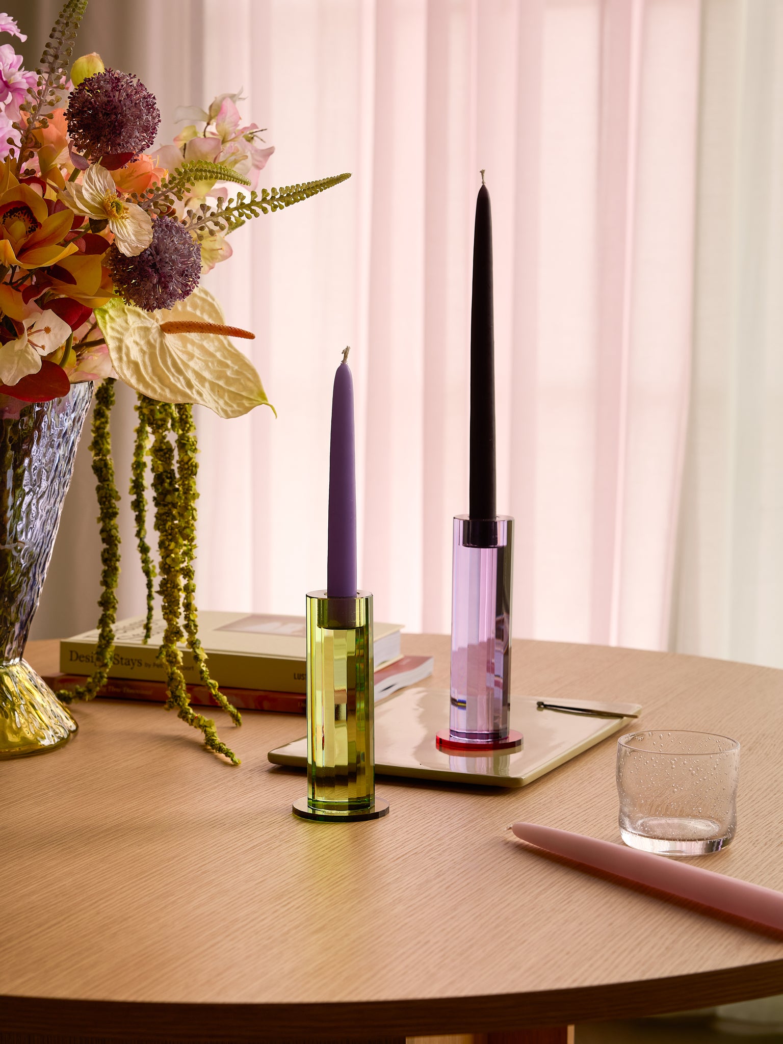 Cut Candleholders Purple (set of 2)