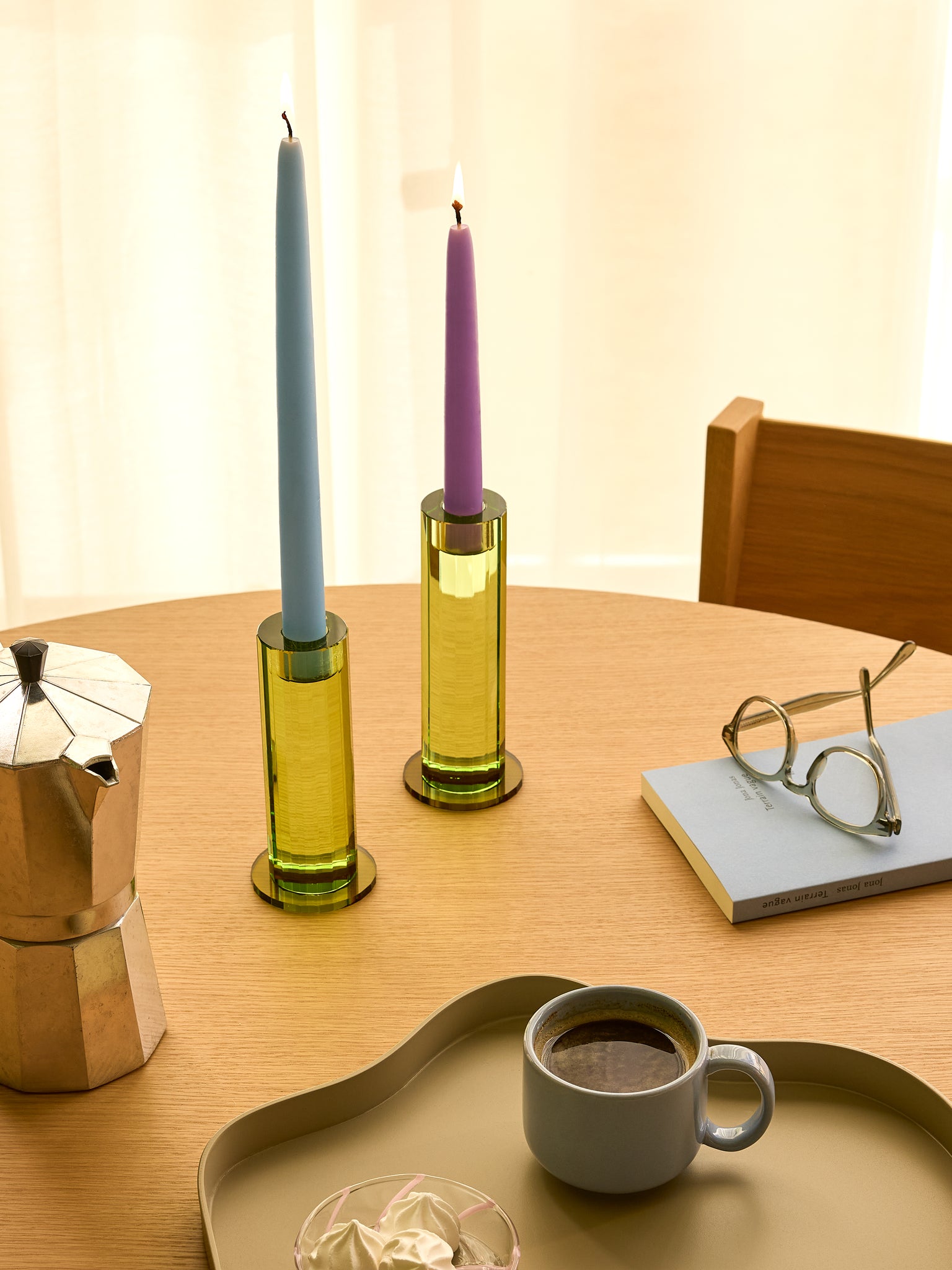 Cut Candleholders Green (set of 2)