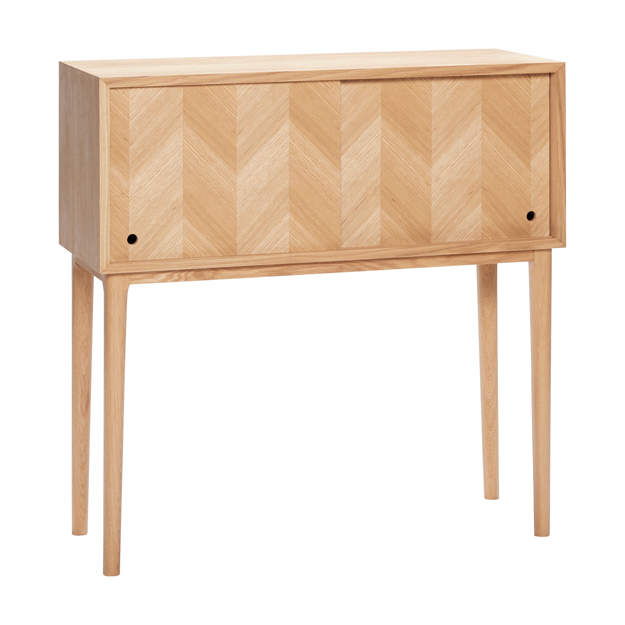 Herringbone Console Table Sliding Doors Natural