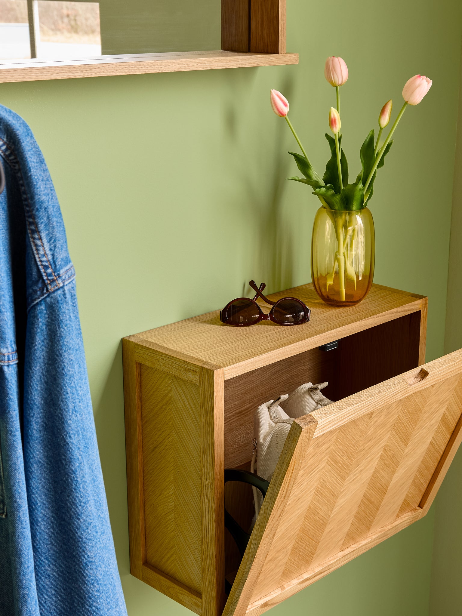 Herringbone Shoe Cabinet Natural