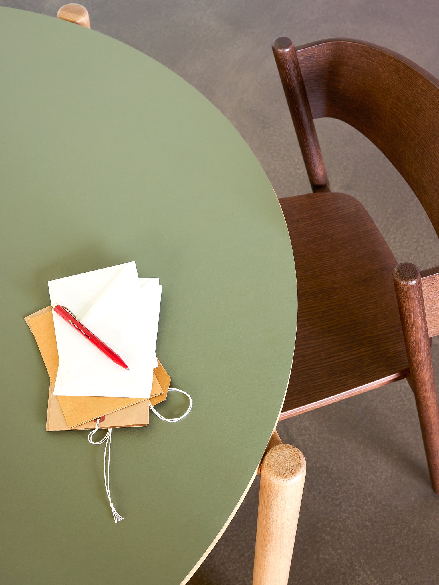 Oblique Dining Table Round Olive