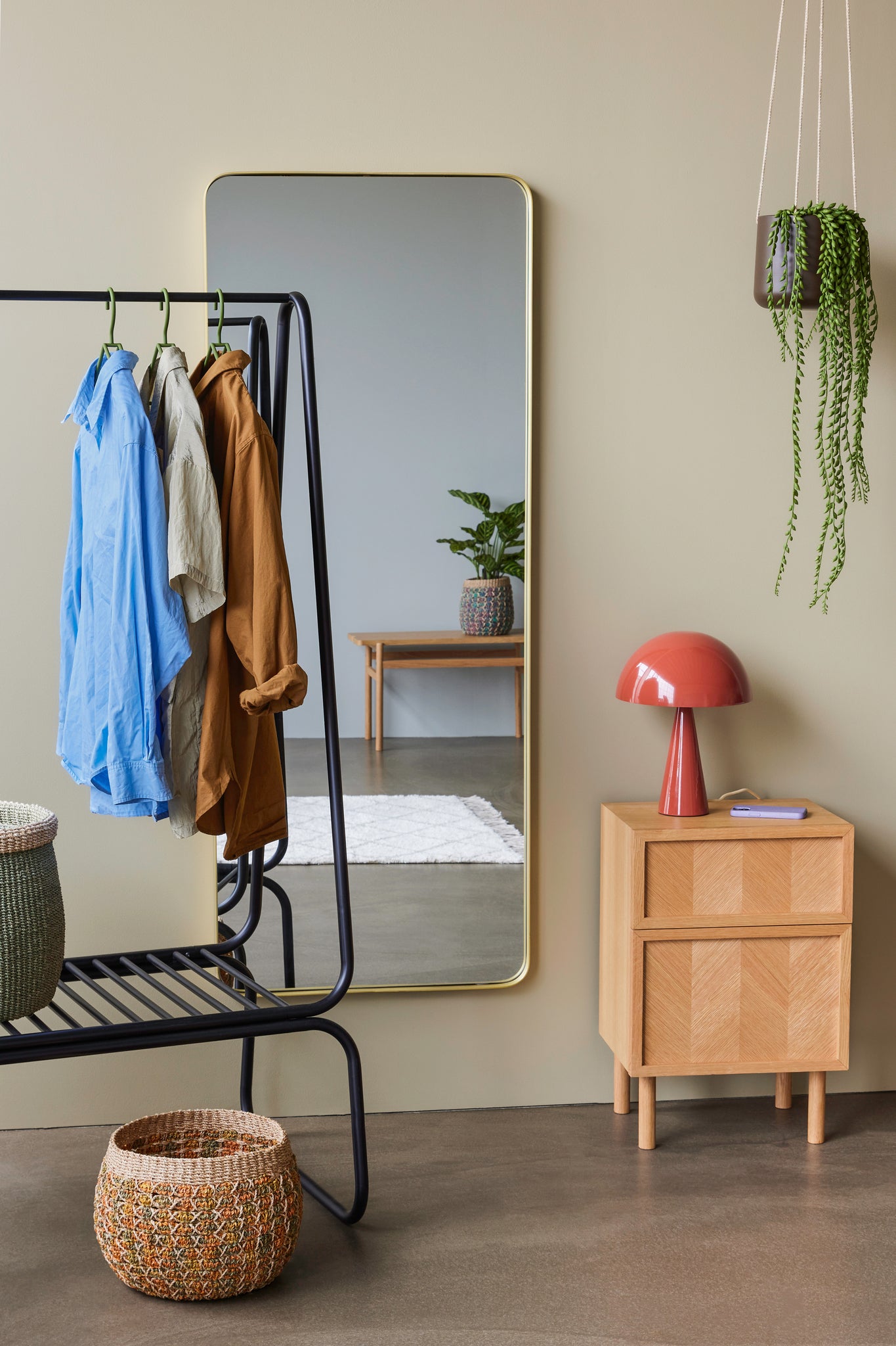 Retro Wall Mirror Large Brass