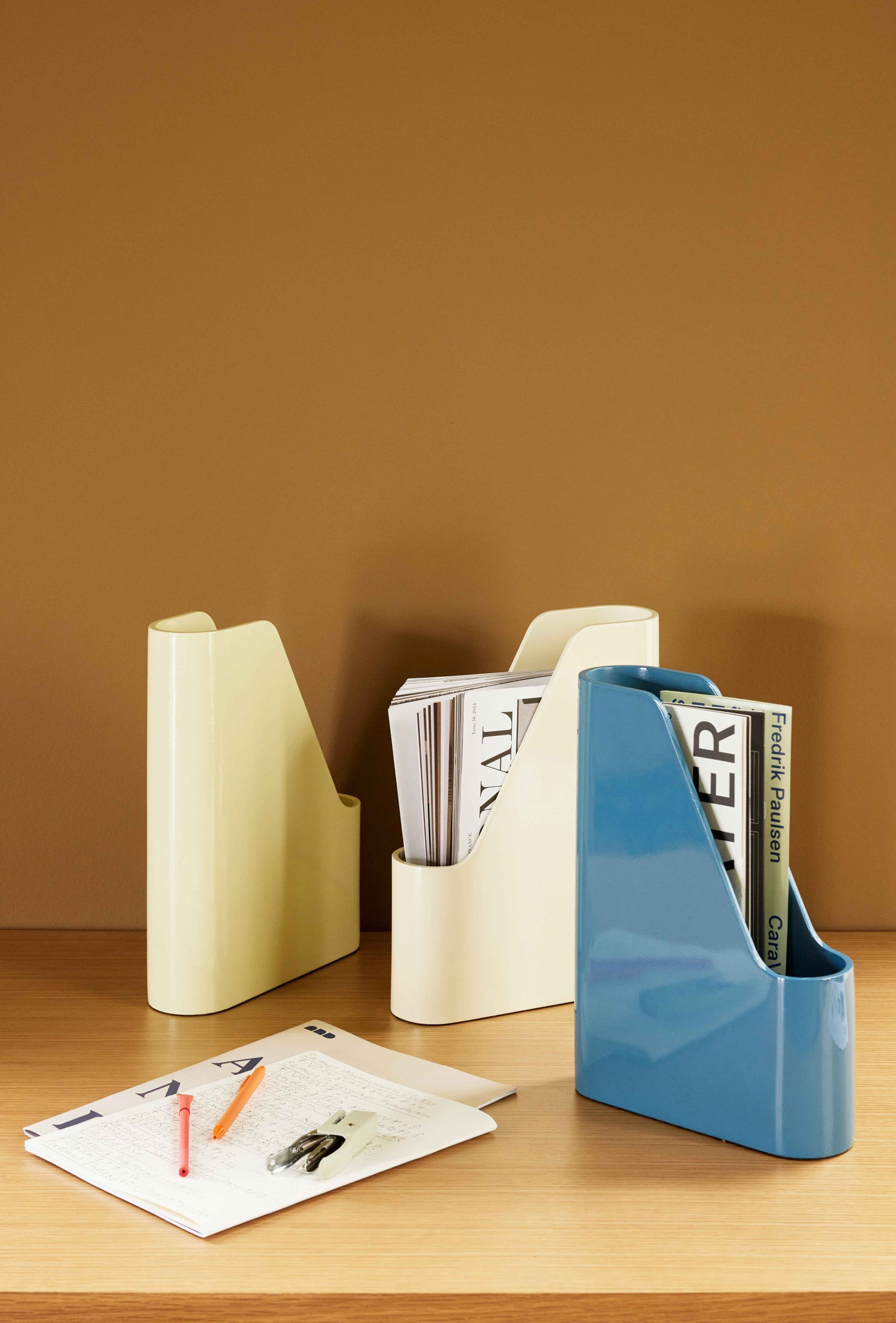 Redux Desk Organiser Offwhite/Light Yellow/Petrol (set of 3)