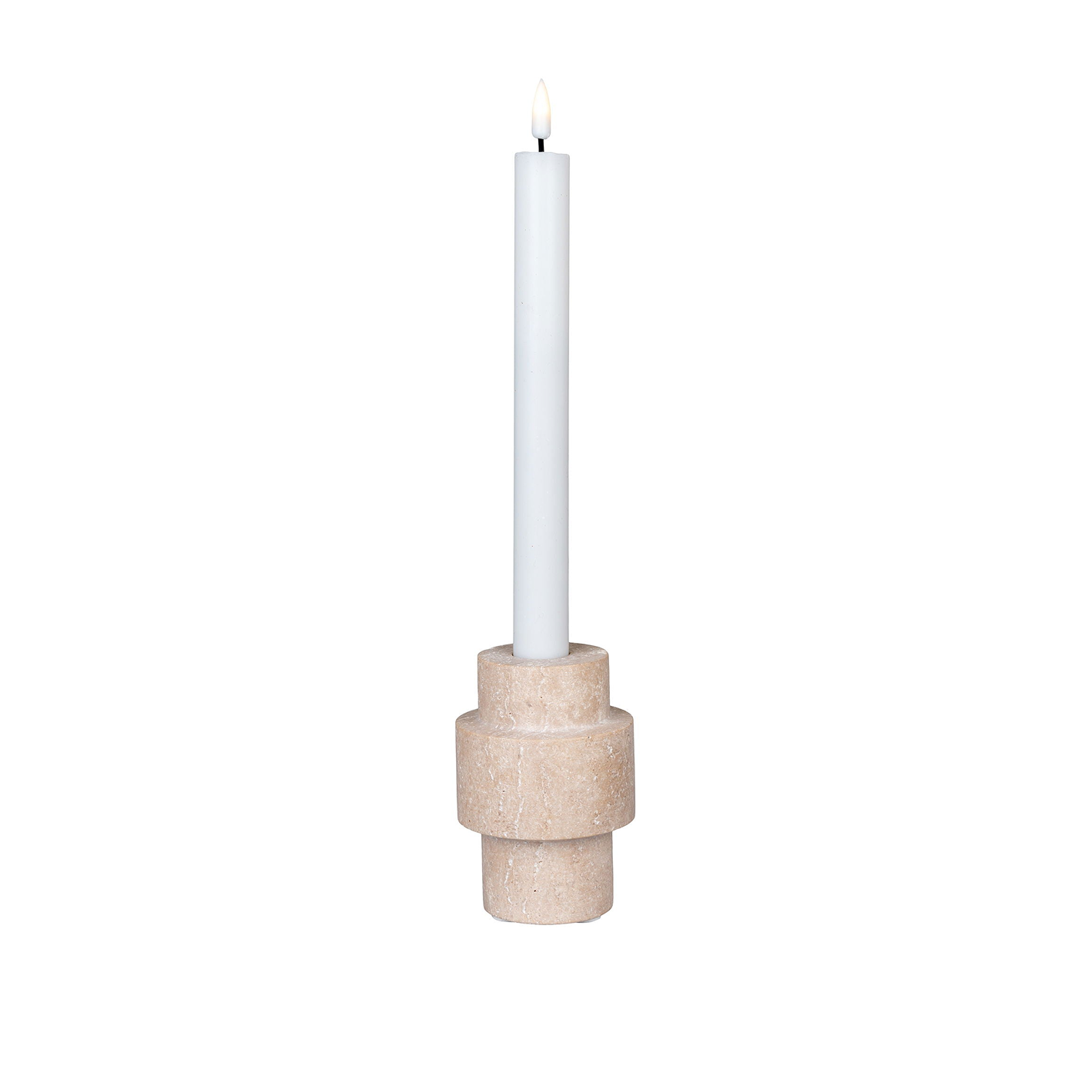 Candle Holder - Candle Holder, travertine, natural, ø7x10 cm