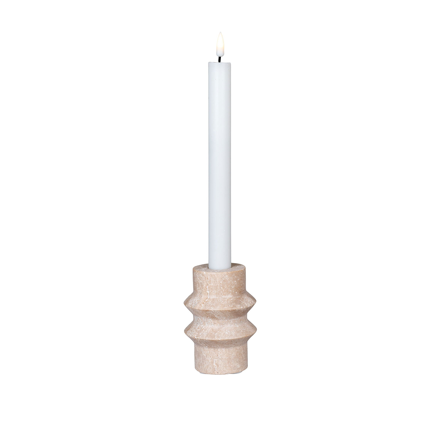 Candle Holder  - Candle Holder, travertine, natural, ø7x10 cm