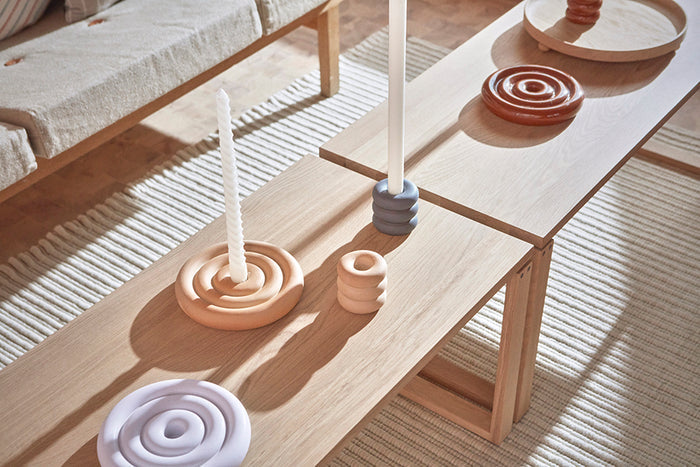 Savi Ceramic Candleholder Low - Nutmeg