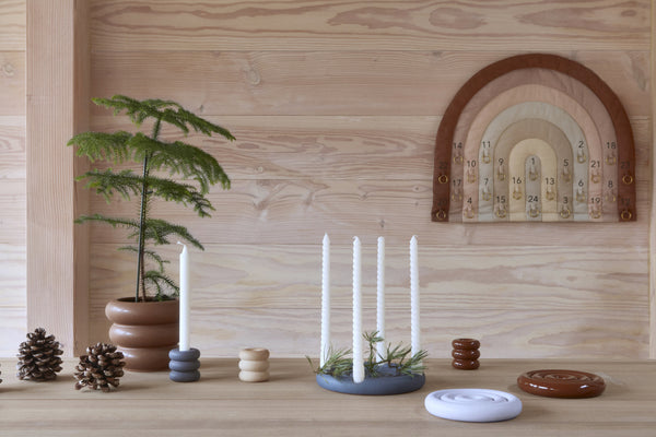 Savi Ceramic Candleholder Low - Nutmeg