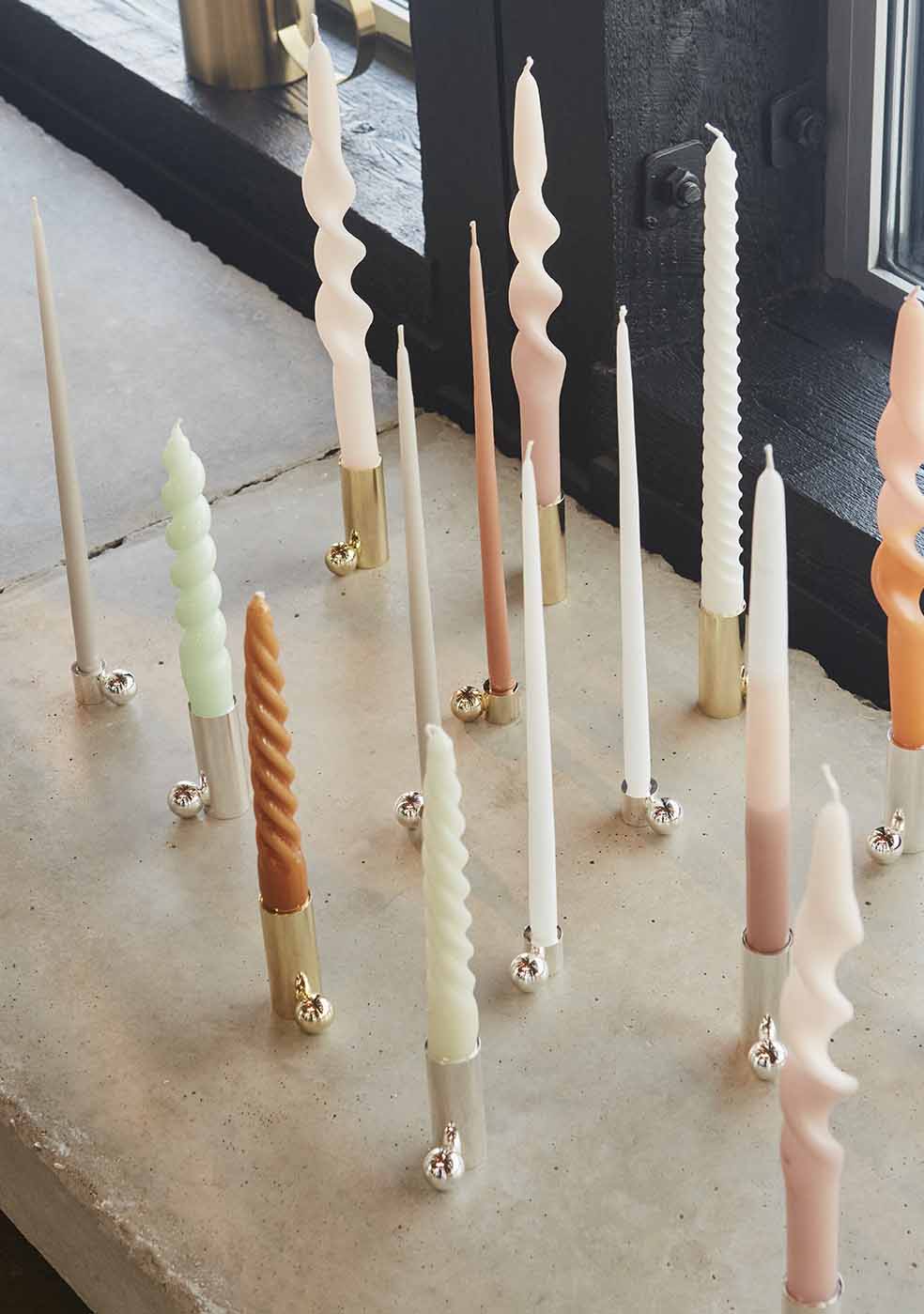 Palloa Solid Brass Candleholder - High