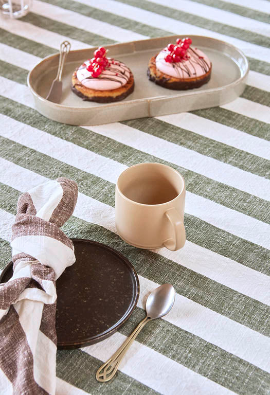 Striped Tablecloth 200×140 cm - Ice Blue