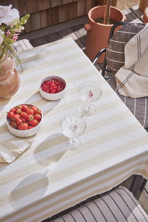 Striped Tablecloth - Ice Blue - 260x140 cm