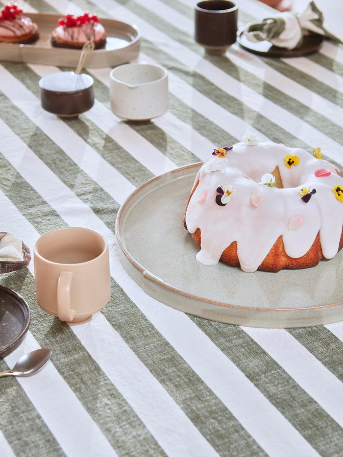 Striped Tablecloth 200×140 cm - Olive