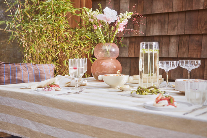 Striped Tablecloth 200×140 cm - Vanilla