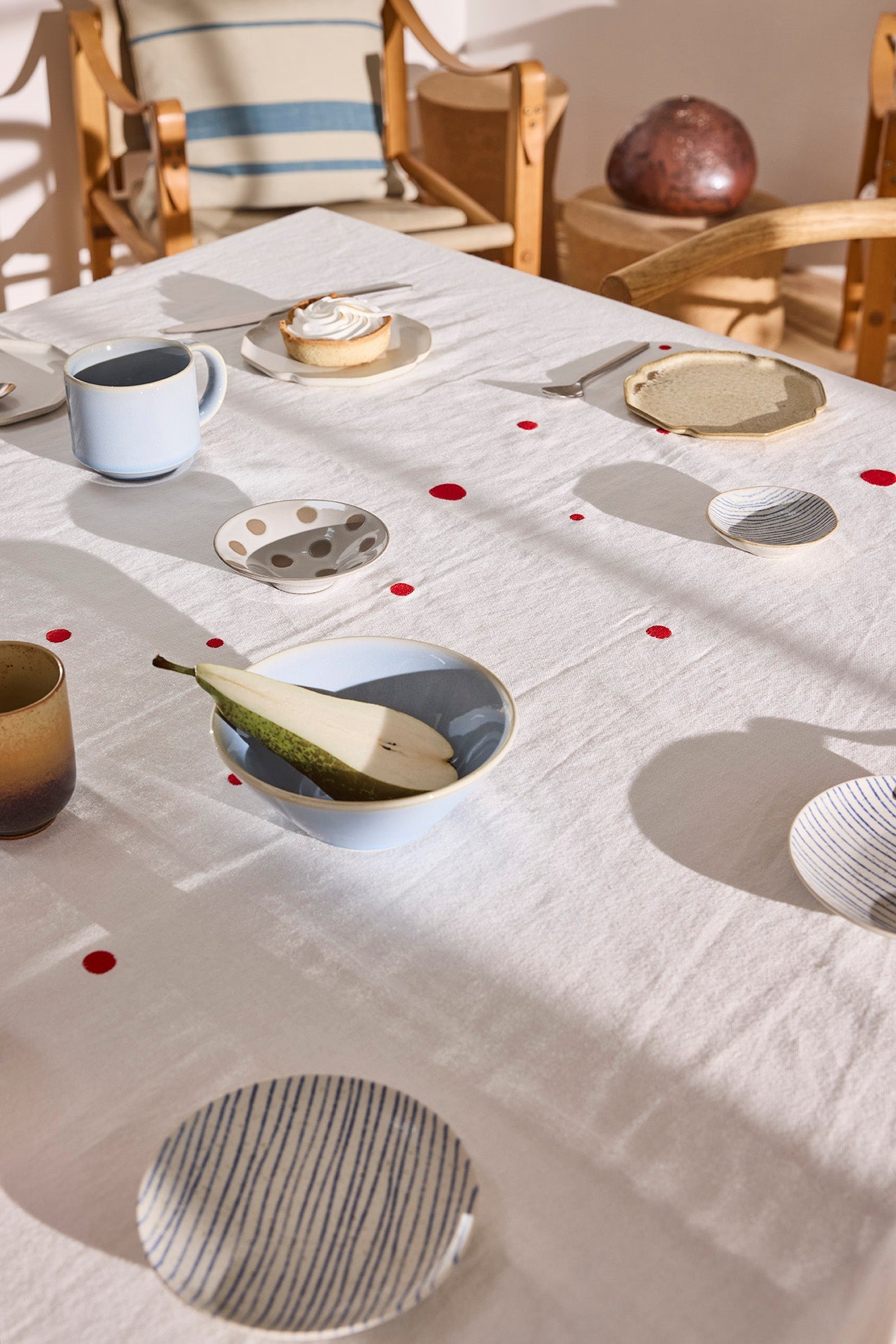 Nori Tafelkleed - Wit/Rood - 260x140 cm
