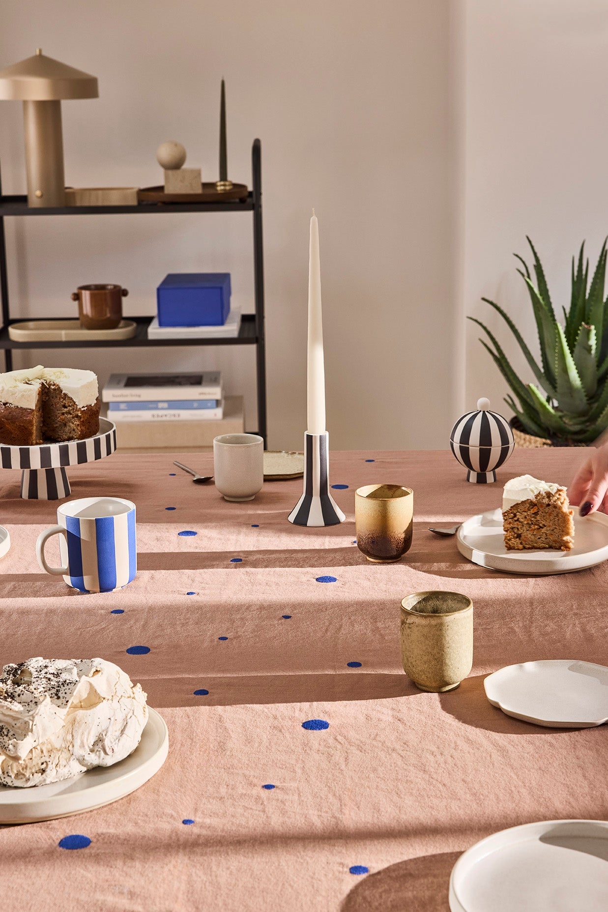 Nori Tablecloth - Camel/Blue - 260x140 cm