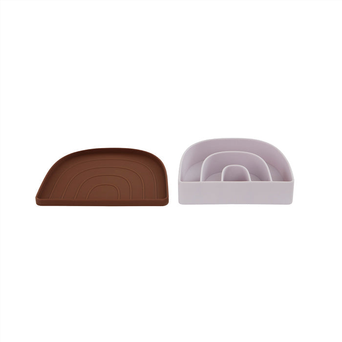 Rainbow Plate and Bowl - Caramel/Lavender