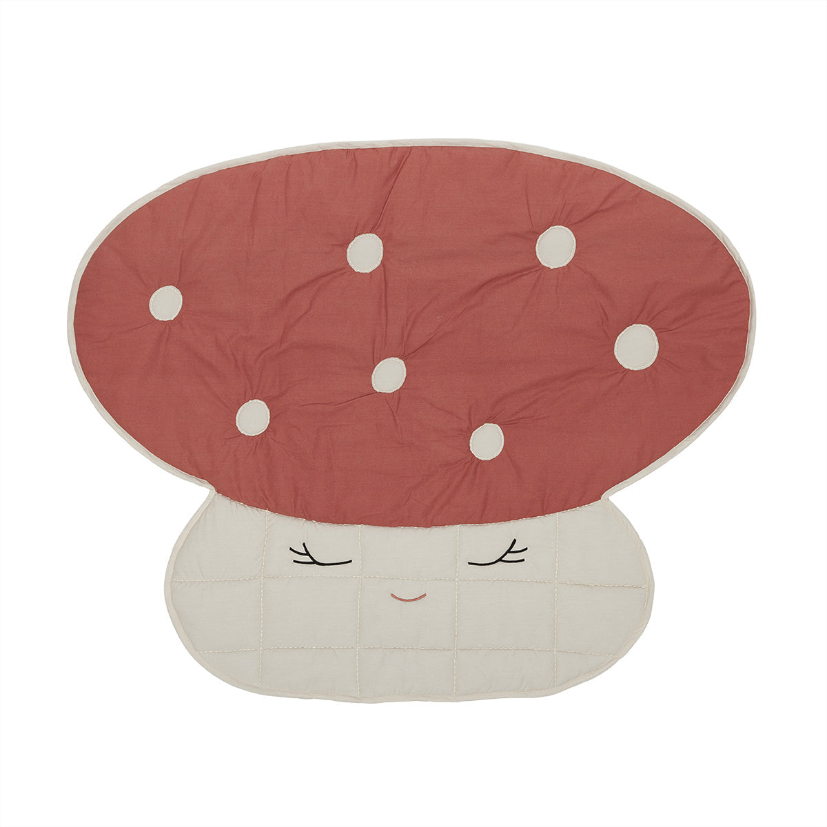 Mushroom Quilted Blanket - Coral